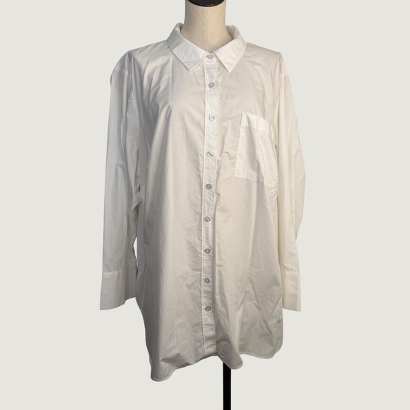 Talbots Tops - Talbots Plus 3X Boyfriend Shirt White Button Down Long Sleeve 100% Cotton NWOT